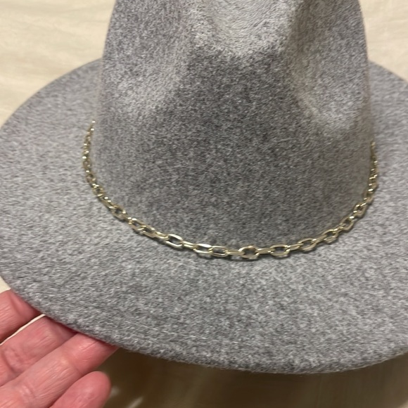 Anthropologie Grey Link Trimmed Fedora NWT - Picture 3 of 8